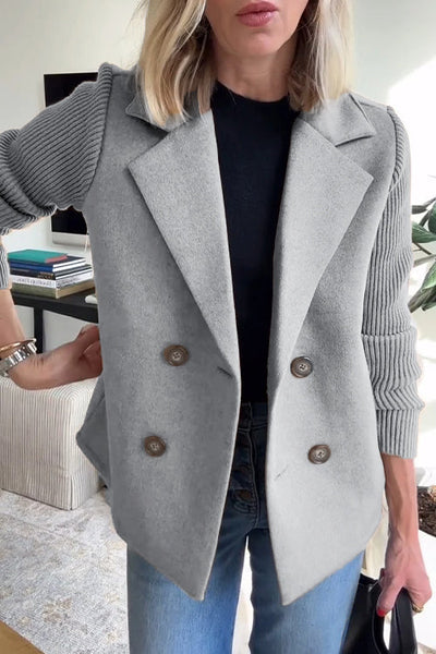 Amelia™ | Chic Blazer with Knitted Sleeves
