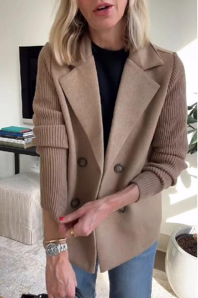 Amelia™ | Chic Blazer with Knitted Sleeves
